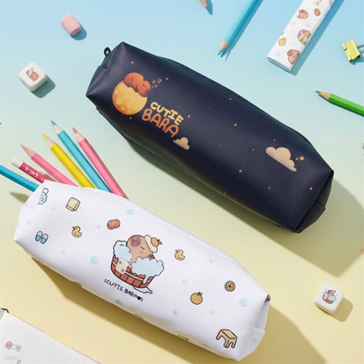 엠에스 큐티바라 카피바라 봉제필통 세트 (네이비1개+화이트1개)