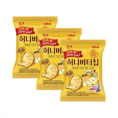 해태 허니 버터칩 3번들 132g 탕비실 가성비 간식