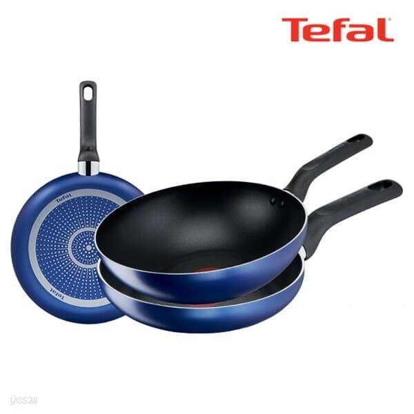 [테팔] 팬&냄비 PTFE 미드나잇 블루 3종세트 (프라이팬 20cm+26cm+볶음팬 28cm)