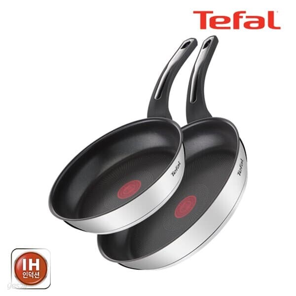 [테팔] 팬&냄비 인덕션 스테인리스 스틸 뉴 이모션 2종세트 (프라이팬 24cm+28cm)