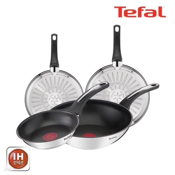 [테팔] 팬&냄비 인덕션 스테인리스 스틸 뉴 이모션 4종세트 (프라이팬 18cm+20cm+24cm+볶음팬 28cm)