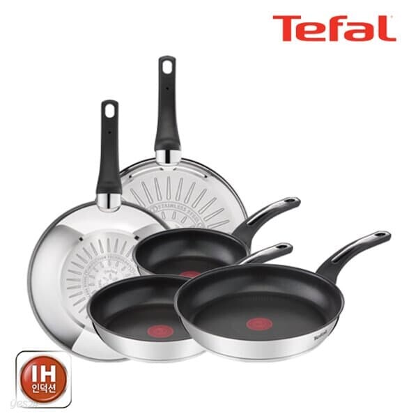 [테팔] 팬&냄비 인덕션 스테인리스 스틸 뉴 이모션 5종세트 (프라이팬 18cm+20cm+24cm+28cm+볶음팬 28cm)