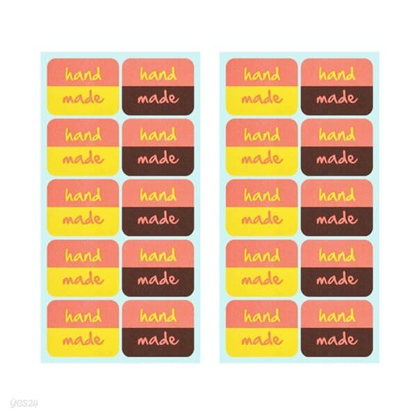 핸드메이드 스티커 (핑크&옐로 + 핑크&브라운 8x2개)