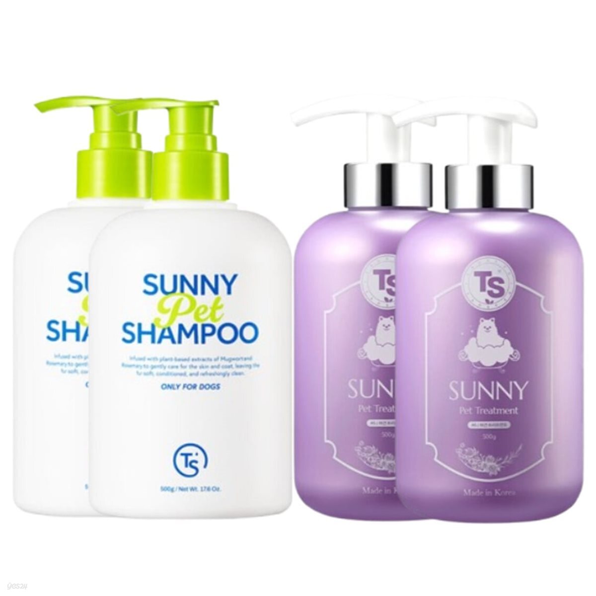 TS써니애견샴푸 500g 2개+TS써니애견트리트먼트 500g 2개