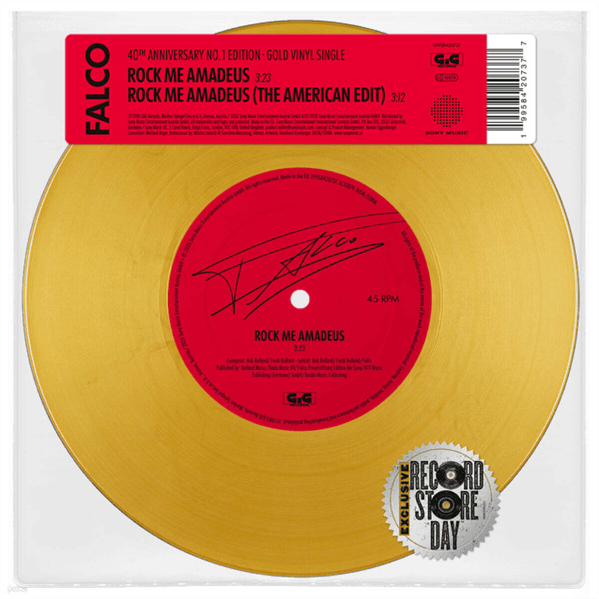 Falco (팔코) - Rock Me Amadeus [골드 컬러 7인치 Vinyl]