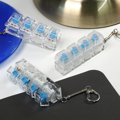 감성 투명 블루 키캡 키링 스트레스 해소 키보드