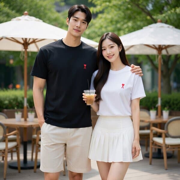아미 스몰하트 로고 라운드 반팔티셔츠