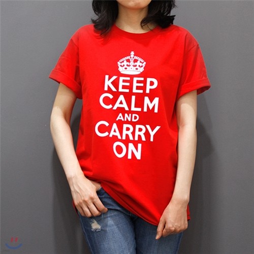 (Unisex) Keep Calm Premium Cotton 5.3 oz T-Shirt - Red