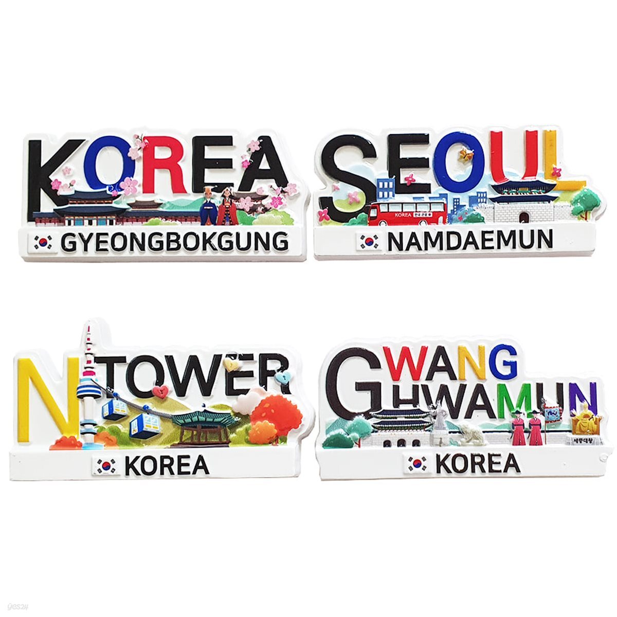 서울 코리아 로고 마블 냉장고자석(대/4개)/한국전통기념품 공예품 민예품/국제학교 교환학생 외국인선물/홈스테이선물/관광기념품/전통소품/Korean souvenirs