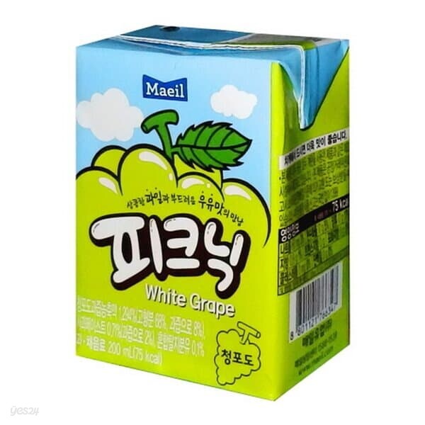 피크닉 청포도 200ml 24팩 탕비실 음료수 간식