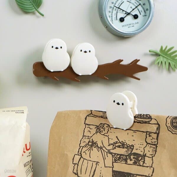 가지에 앉아 있는 귀여운 뱁세 집게 3pcs