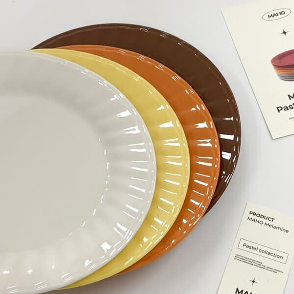 [마호]파스텔 멜라민 디너 웨이브 접시(225파이) x 5pcs