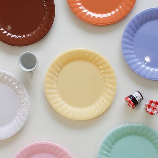 [마호]파스텔 멜라민 디너 웨이브 접시(225파이) x 2pcs