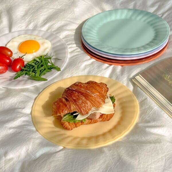 [마호]파스텔 멜라민 디너 웨이브 접시(225파이)