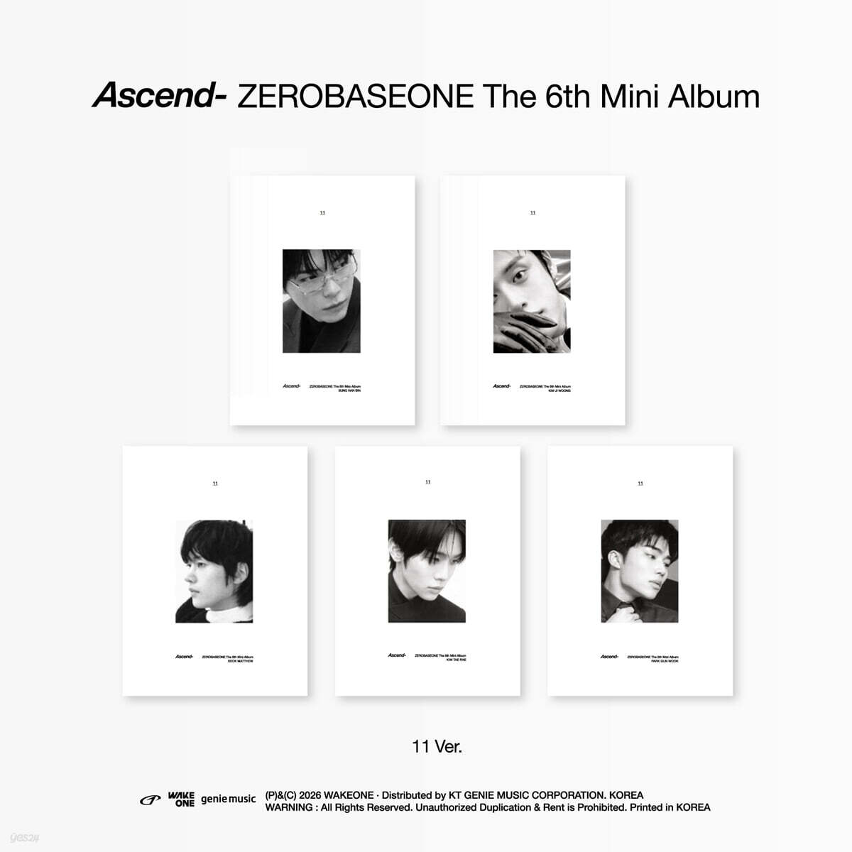 ZEROBASEONE - The 6th Mini Album [Ascend-] 11 Ver. [5종 SET]