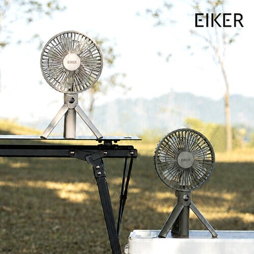 EIKER 삼각거치대 캠핑 무선 선풍기 휴대용 탁상용 저소음 접이식 손선풍기