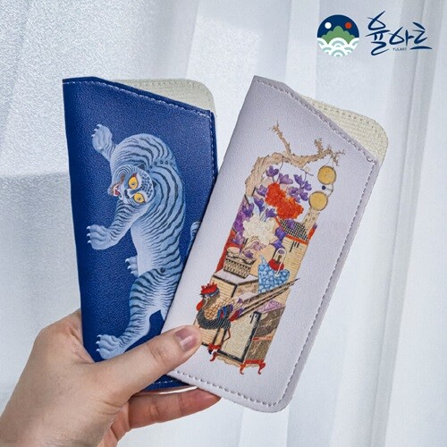[예스24배송] 민화 안경집 고급 안경 케이스 선물 선글라스 안경통 보관 휴대용 외국인 선물 파우치 수납 미니백