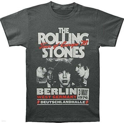 Rolling Stones - Tour of Europe '76 Berlin West Germany T-shirt - Large Charcoal