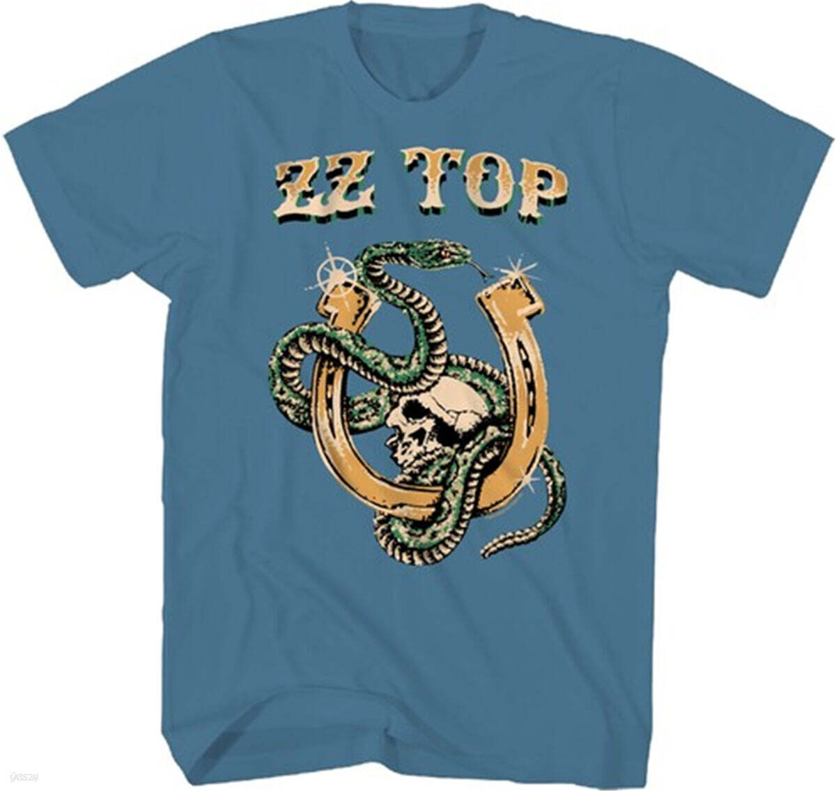 ZZ Top (지지 탑) - Snake Skull T-Shirt - Medium Blue