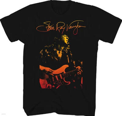 Stevie Ray Vaughan (스티비 레이 본) - Signature Gradient Photo T-Shirt - Large Black