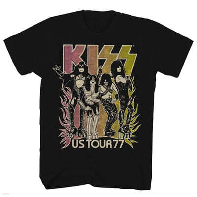 Kiss (키스) - US Tour '77 Gradient T-Shirt - Small Black