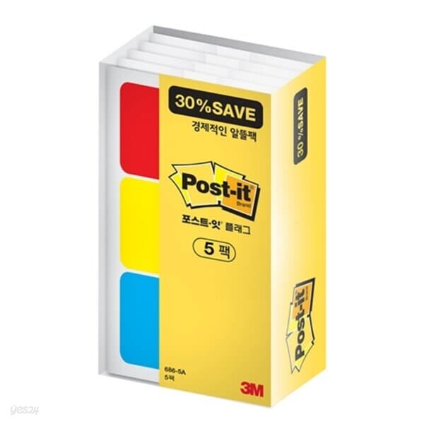 3M 포스트잇 플래그 알뜰팩 686-5A 5팩 파일바인더용 38 x 25.4mm