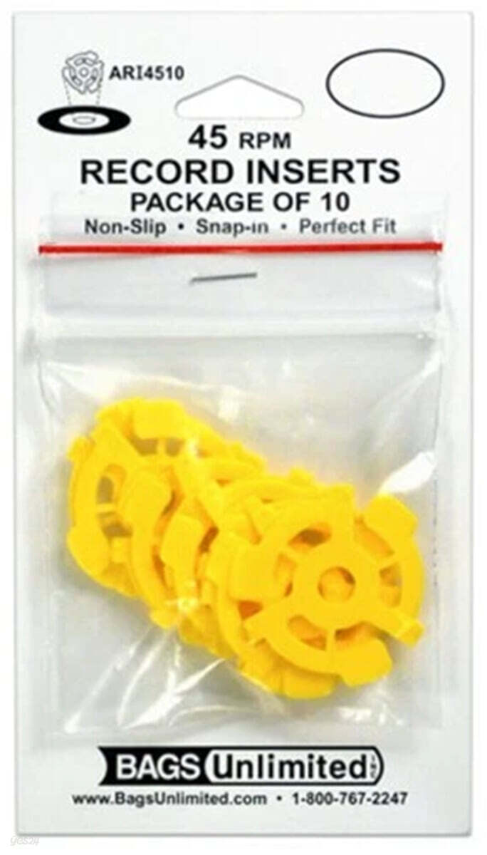 7인치 Vinyl용 어댑터 세트 (Bags Unlimited ARI4510 - 7 Inch 45 RPM Record Inserts - 10 Count - Yellow)