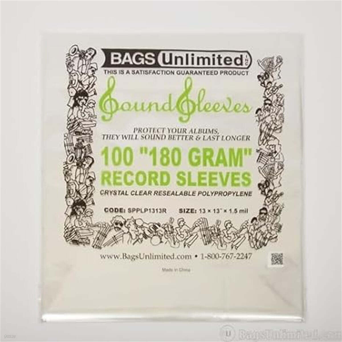LP 보호용 비닐 100장 (Bags Unlimited SPPLP1313R2 - 12 Inch 180G LP Jacket Sleeve - Resealable - 100 CNT)