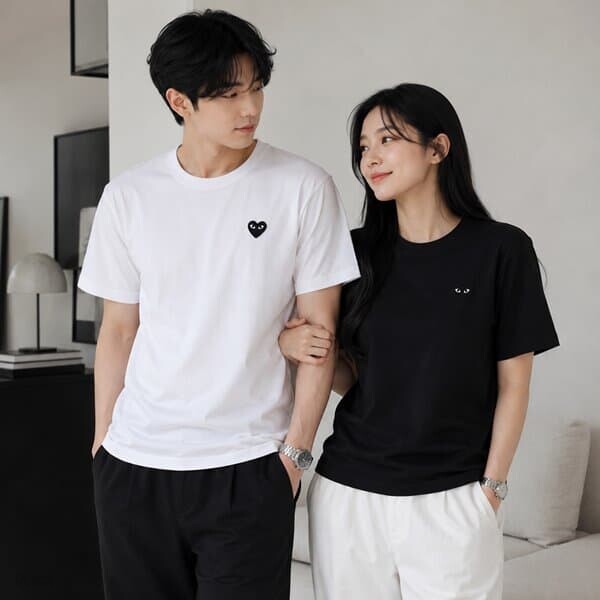 꼼데가르송 블랙와펜 라운드 반팔티셔츠