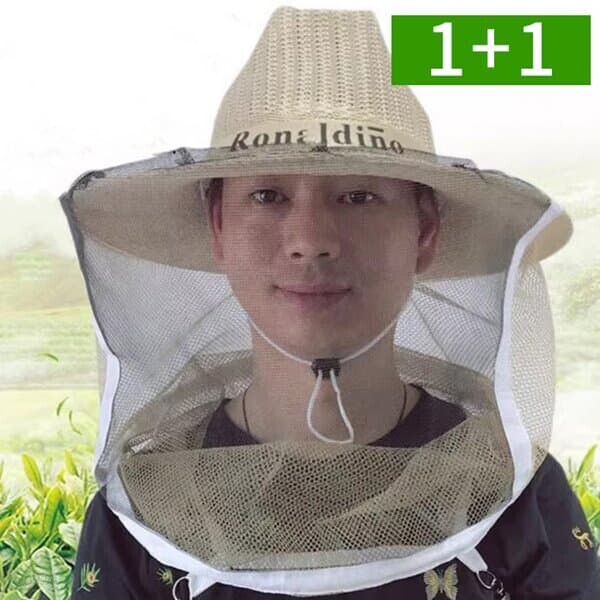 1+1 양봉모자 밀짚 남자 여름 챙모자 방충 벌초