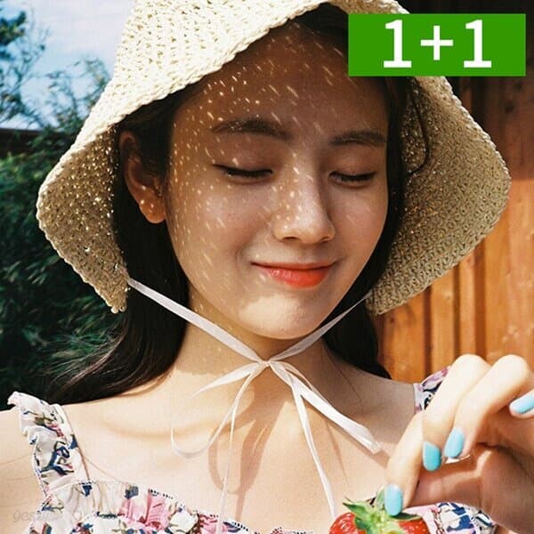 1+1 보넷햇 밀짚 여성 여름모자 벙거지 버킷햇