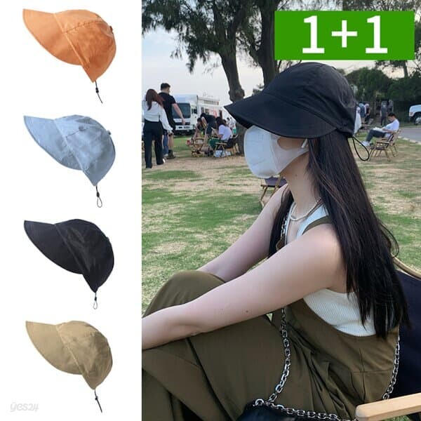 1+1 코튼 여름 버킷햇 여자 챙넓은모자 자외선차단