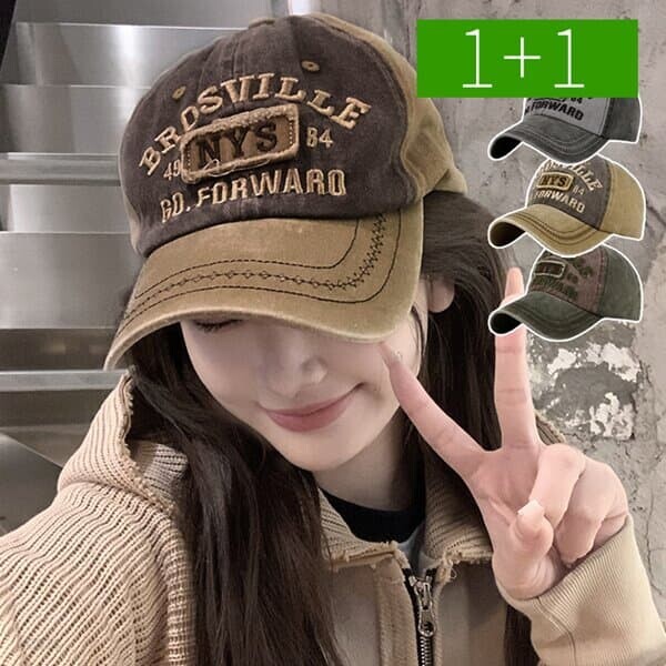 1+1 브로스빌 캡모자 야구모자 여성 남성 코튼 볼캡