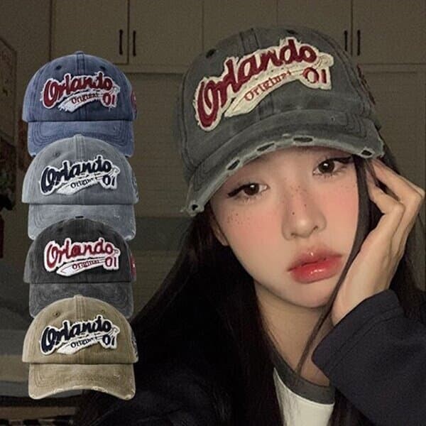 올란도 야구모자 볼캡 남성 여성 면 자수 워싱 빈티지 캡모자