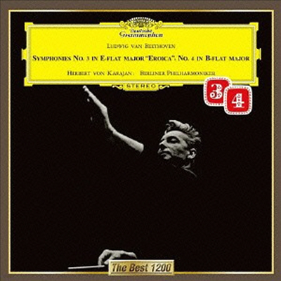 亥:  3 '', 4 (Beethoven: Symphony No. 3 'Eroica' & No.4) (Ϻ)(CD) - Herbert Von Karajan