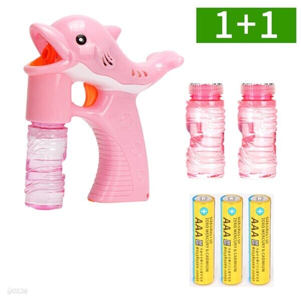1+1 돌고래멜로디 LED 자동 비눗방울 버블건