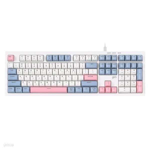지클릭커 오피스프로 OPK50 사일런스 M RGB 무소음 방수 키보드 108키 Sky Pink CR1
