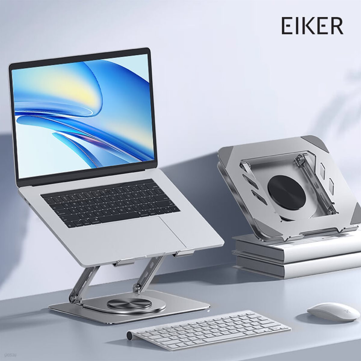 EIKER 탄소강 360도 회전 노트북 거치대 높이 각도조절 접이식 태블릿 받침대