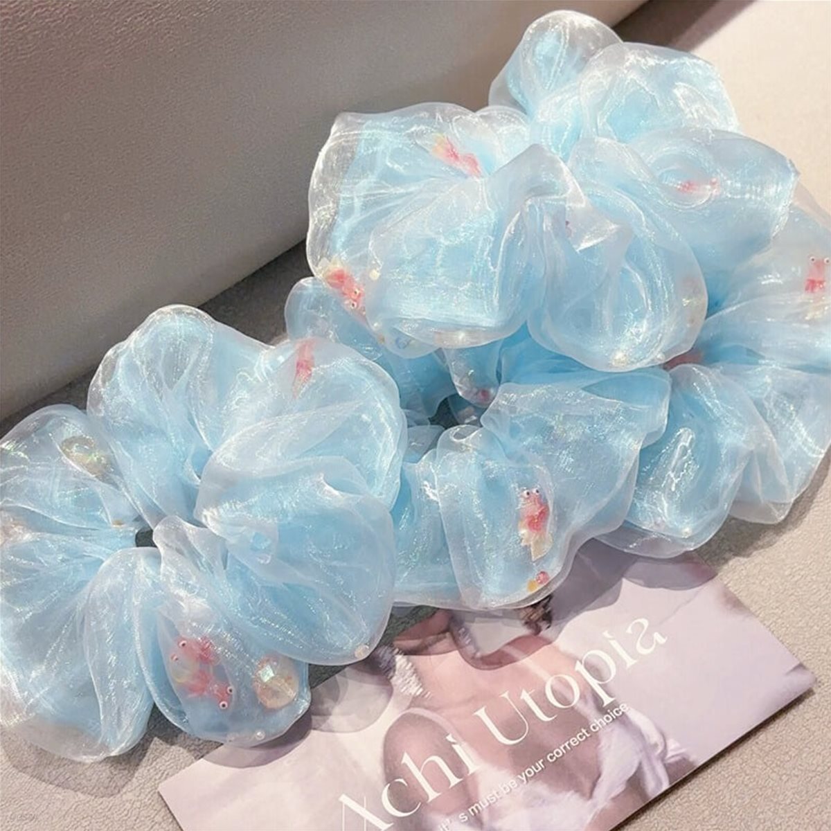 금붕어 감성 스크런치 헤어 머리 곱창 밴드 머리끈 밴드 헤어끈 악세사리 곱창머리끈 헤어밴드