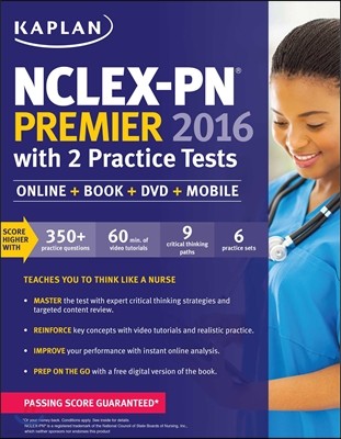 NCLEX-PN Premier 2016 with 2 Practice Tests: Online + Book + DVD + Mobile