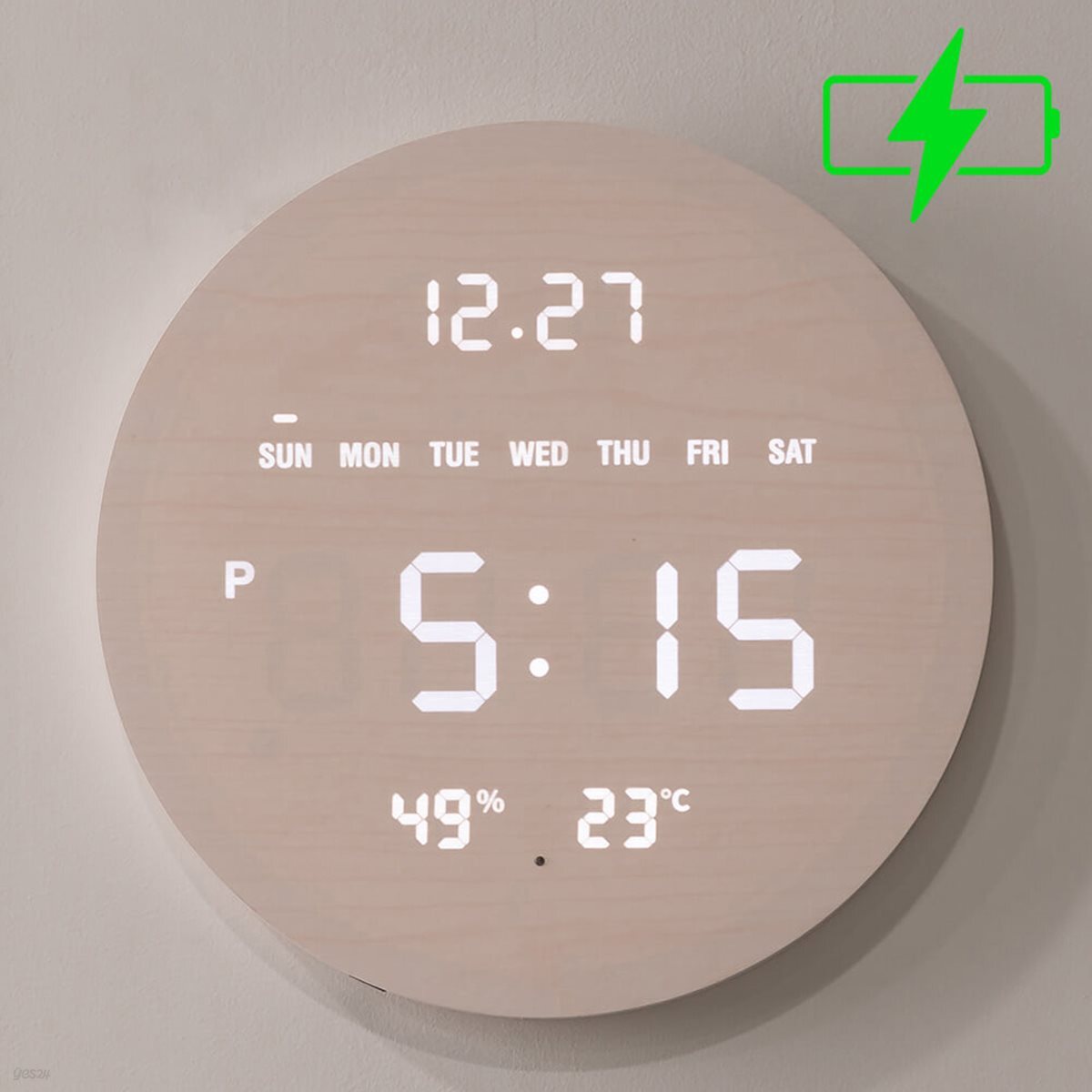 플라이토 무선 루나 데이 온습도 와이파이 LED 벽시계 29cm ENG / 포토사은품
