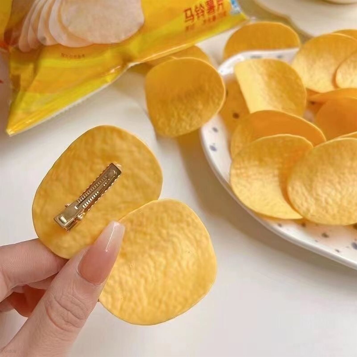 포테이토 감자칩 헤어 집게핀 미니핀 머리핀 삔 헤어악세사리 올림머리핀 머리집게 헤어클립