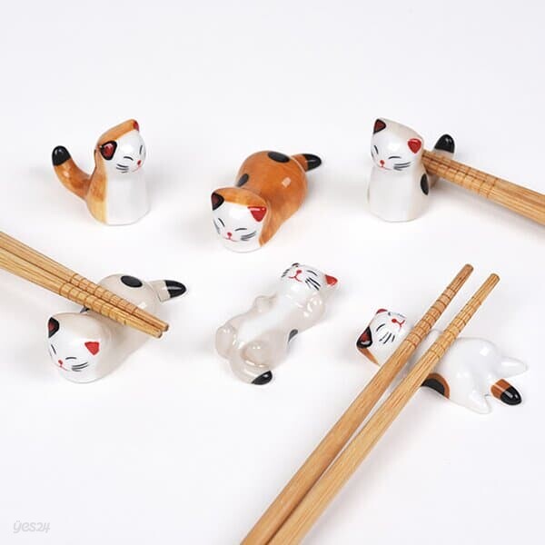 고양이 수저 젓가락 받침 6개 세트