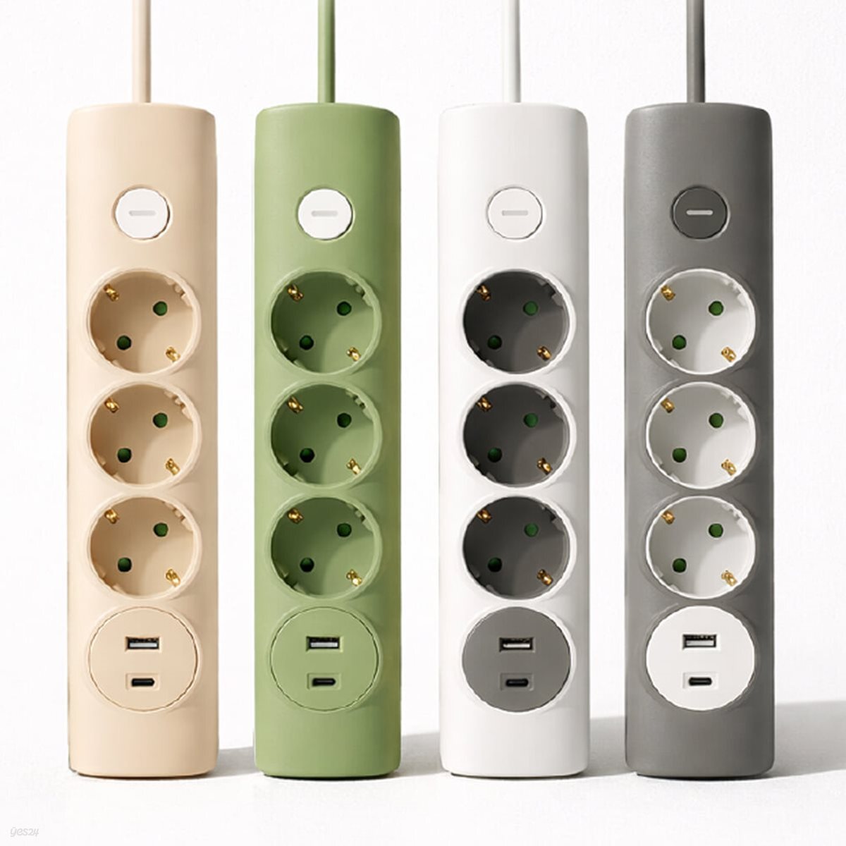 플라이토 파스텔 3200W 고용량 절전형 멀티탭 3구 USB 1포트 C타입 1포트 1.4M