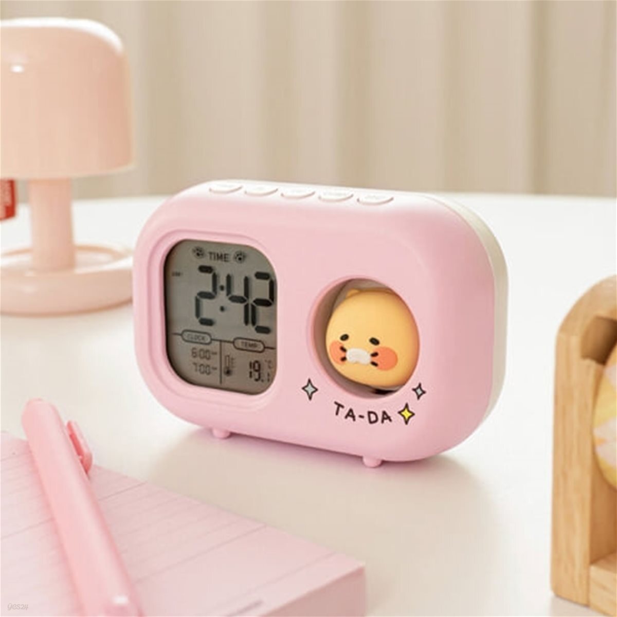 카카오프렌즈 저소음 디지털 탁상시계 춘식이 핑크