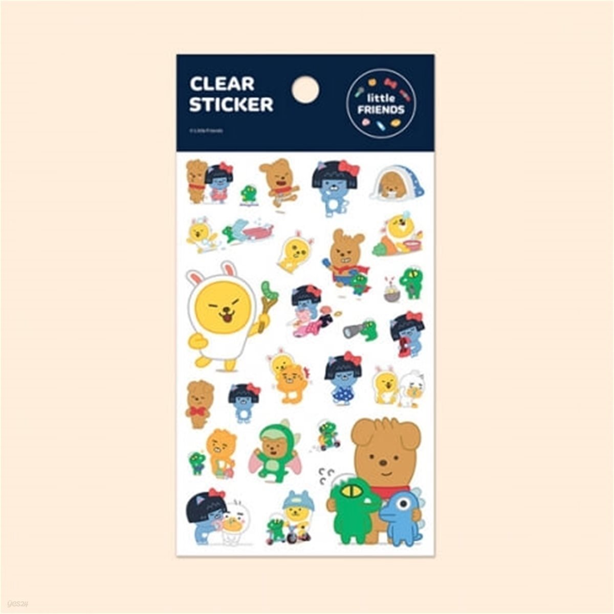 카카오프렌즈 리틀프렌즈 동작 액션 투명스티커B 단체2 95X150mm