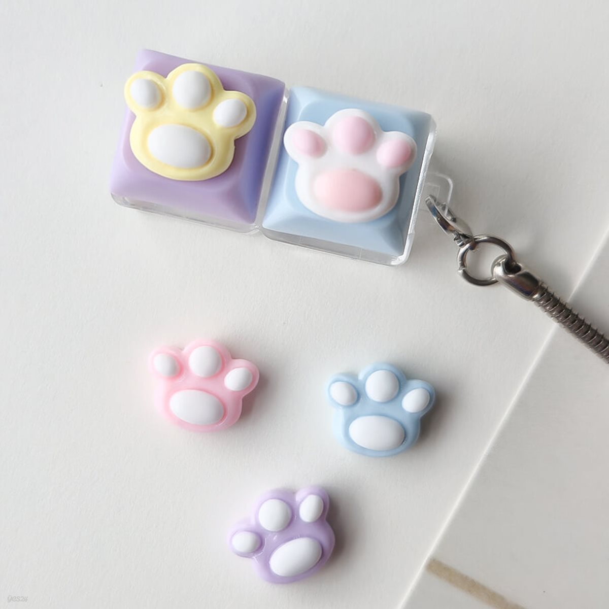 50개 발바닥 고양이 키캡파츠 데코덴 부자재 키링 만들기 DIY 꾸미기 재료 귀여운 캐릭터 소품