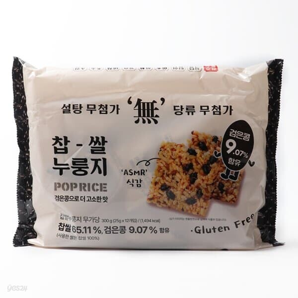 찹쌀 누룽지 팝라이스 무가당 12개입 300g 건강간식 쌀과자 간식