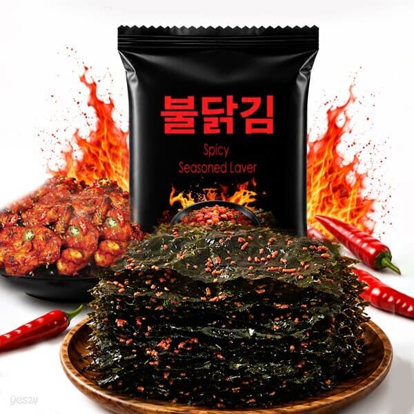 매콤하게 맛있는 불닭김 도시락 조미 양념 식탁김 24봉