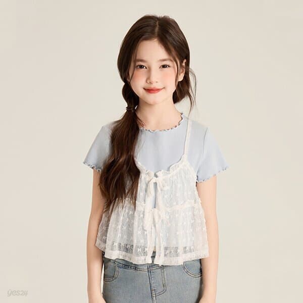 시어레이스 여아 뷔스티에 탑 날라리반팔티 206205